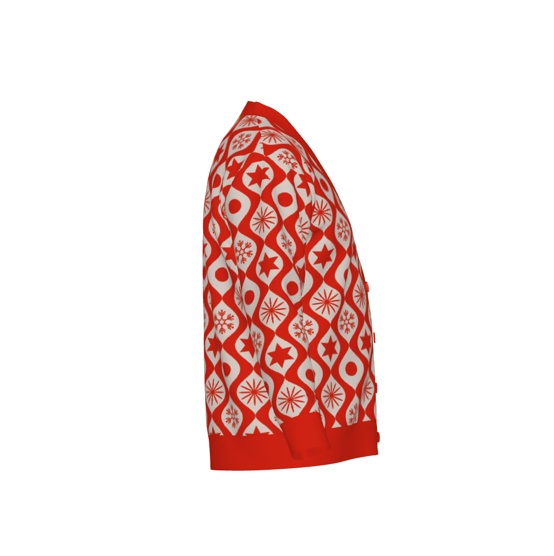 Retro Ornament Print Holiday Cardigan