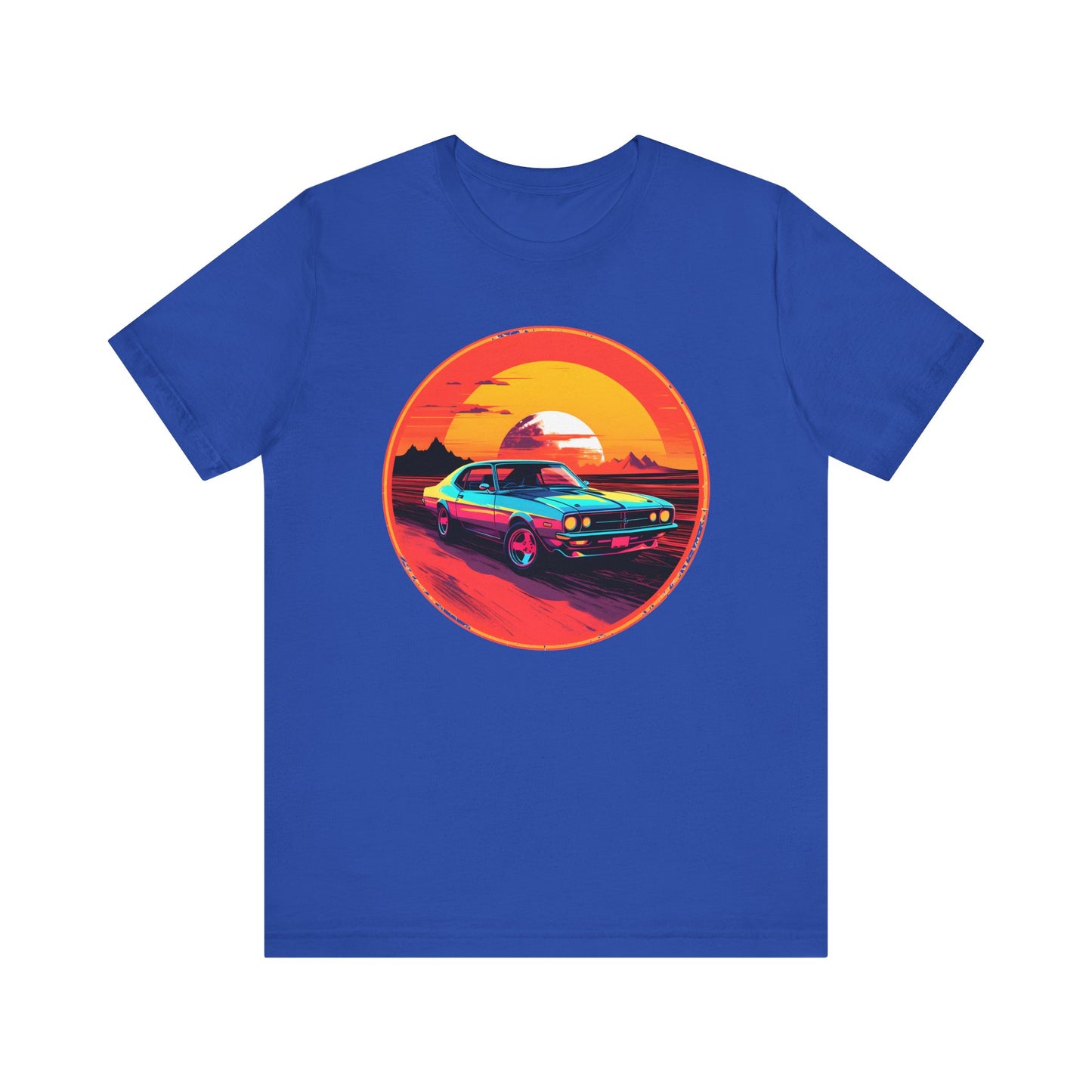 Solar Velocity - Unisex Tee Futuristic, muscle car, cars, desert, sunset, speed, vibrant, energy, bold, hot rods, future, edgy