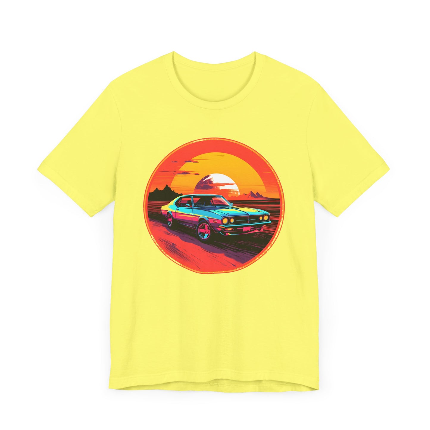 Solar Velocity - Unisex Tee Futuristic, muscle car, cars, desert, sunset, speed, vibrant, energy, bold, hot rods, future, edgy