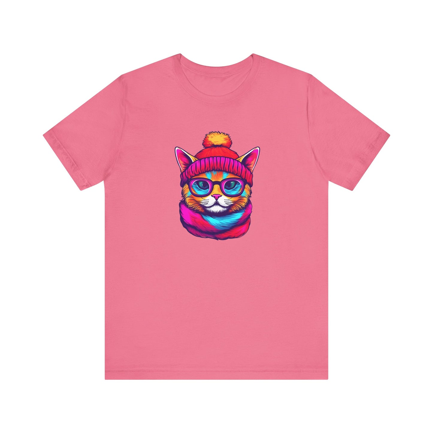 Feline Winter Whimsy: Hipster cat -Tee - glasses, retro, trendy, vintage, whiskers, beanie, scarf, urban, cool, alternative, indie