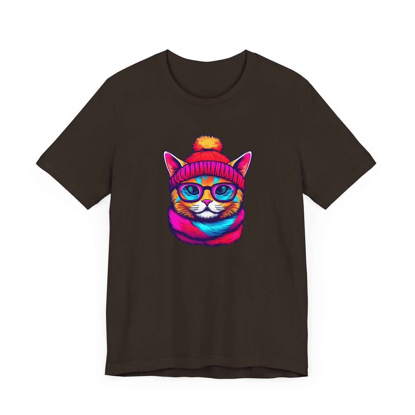 Feline Winter Whimsy: Hipster cat -Tee - glasses, retro, trendy, vintage, whiskers, beanie, scarf, urban, cool, alternative, indie