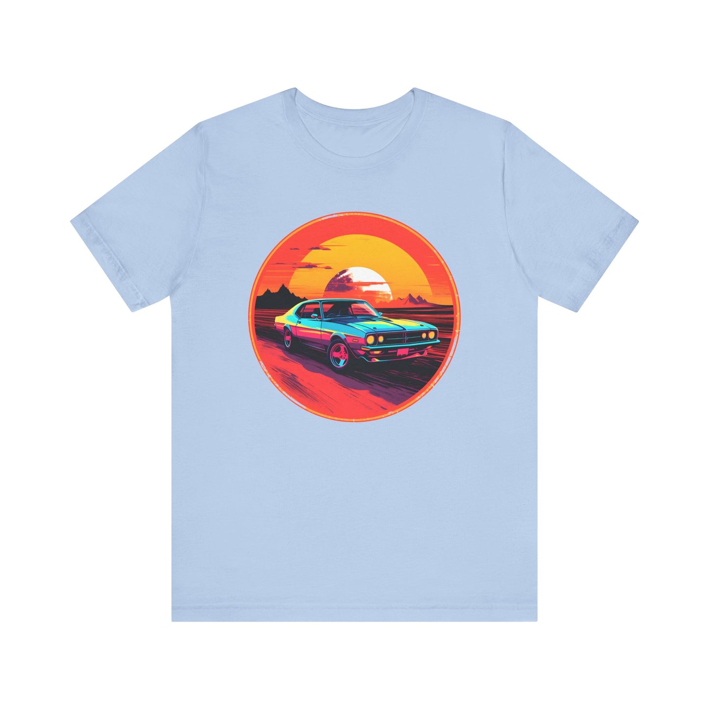 Solar Velocity - Unisex Tee Futuristic, muscle car, cars, desert, sunset, speed, vibrant, energy, bold, hot rods, future, edgy