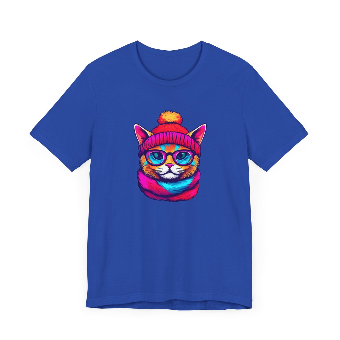 Feline Winter Whimsy: Hipster cat -Tee - glasses, retro, trendy, vintage, whiskers, beanie, scarf, urban, cool, alternative, indie