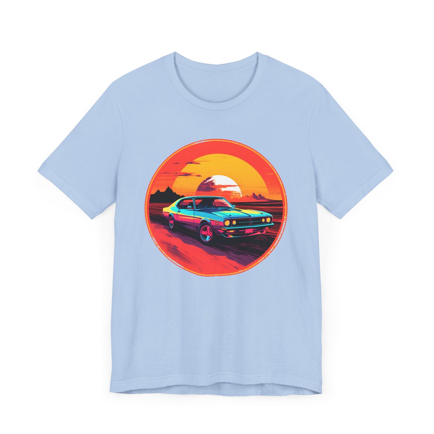 Solar Velocity - Unisex Tee Futuristic, muscle car, cars, desert, sunset, speed, vibrant, energy, bold, hot rods, future, edgy