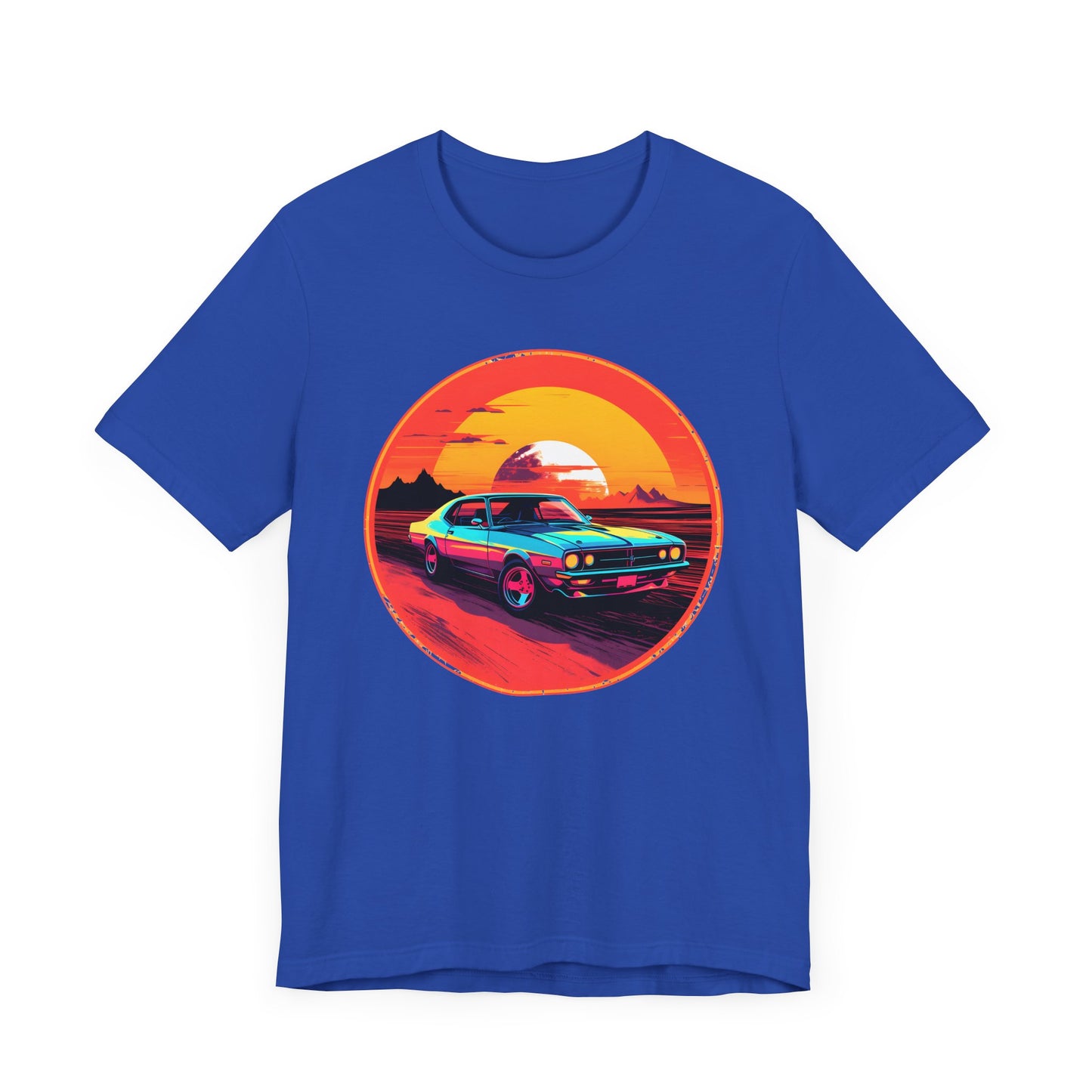 Solar Velocity - Unisex Tee Futuristic, muscle car, cars, desert, sunset, speed, vibrant, energy, bold, hot rods, future, edgy