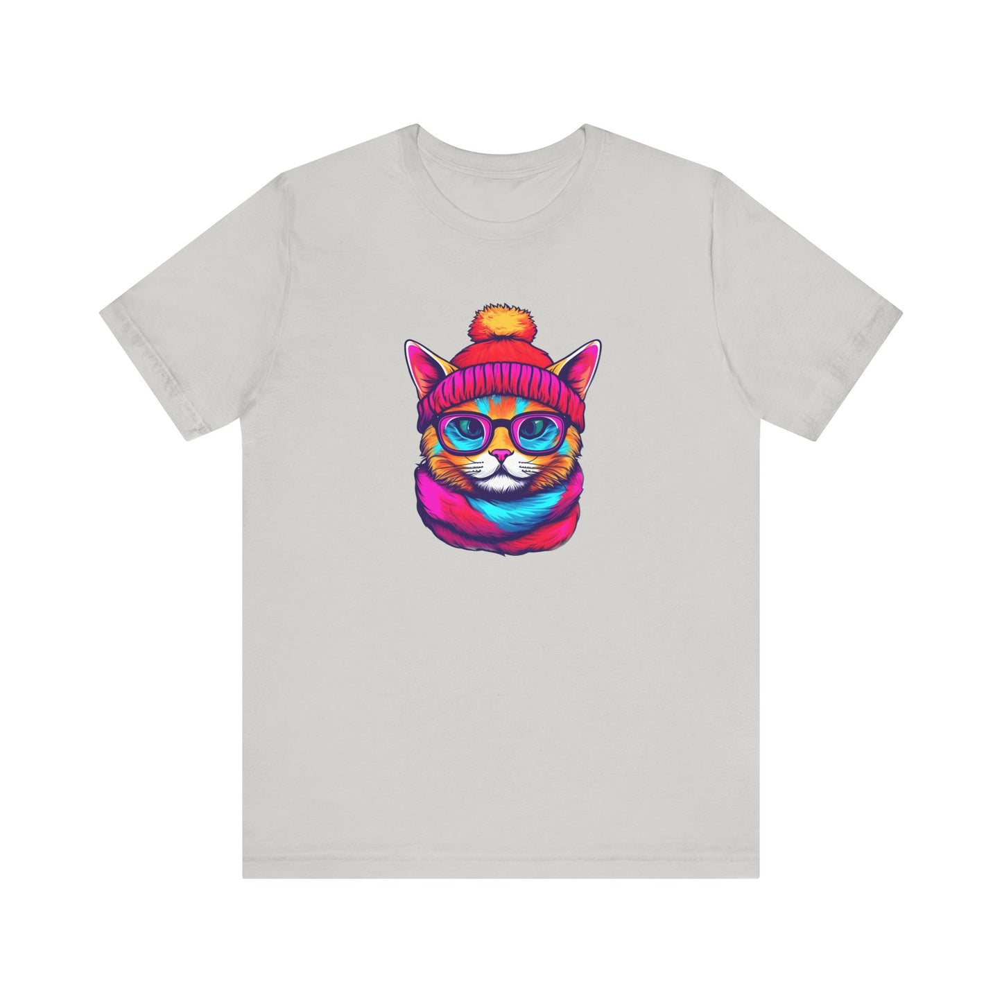 Feline Winter Whimsy: Hipster cat -Tee - glasses, retro, trendy, vintage, whiskers, beanie, scarf, urban, cool, alternative, indie