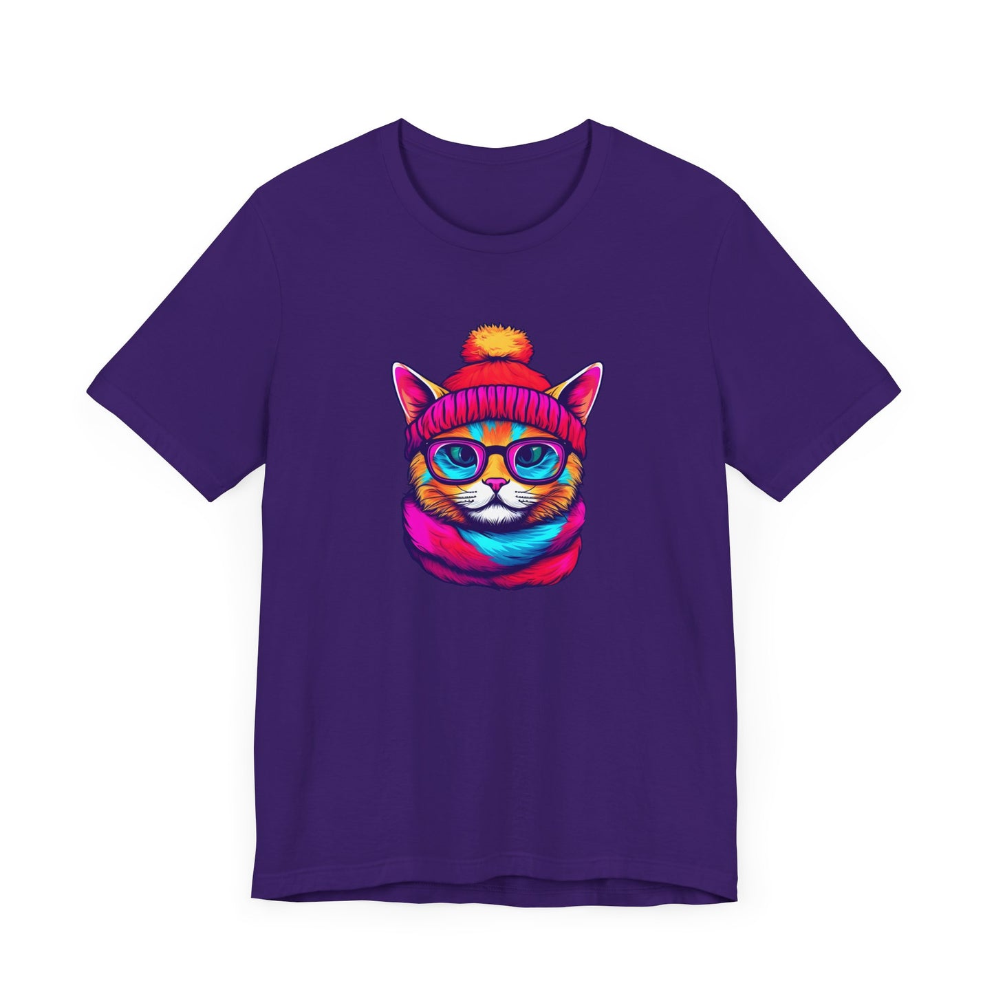 Feline Winter Whimsy: Hipster cat -Tee - glasses, retro, trendy, vintage, whiskers, beanie, scarf, urban, cool, alternative, indie