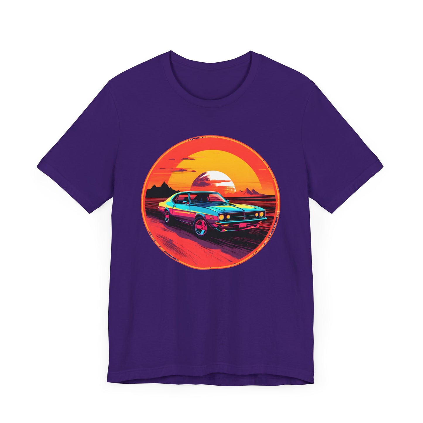 Solar Velocity - Unisex Tee Futuristic, muscle car, cars, desert, sunset, speed, vibrant, energy, bold, hot rods, future, edgy