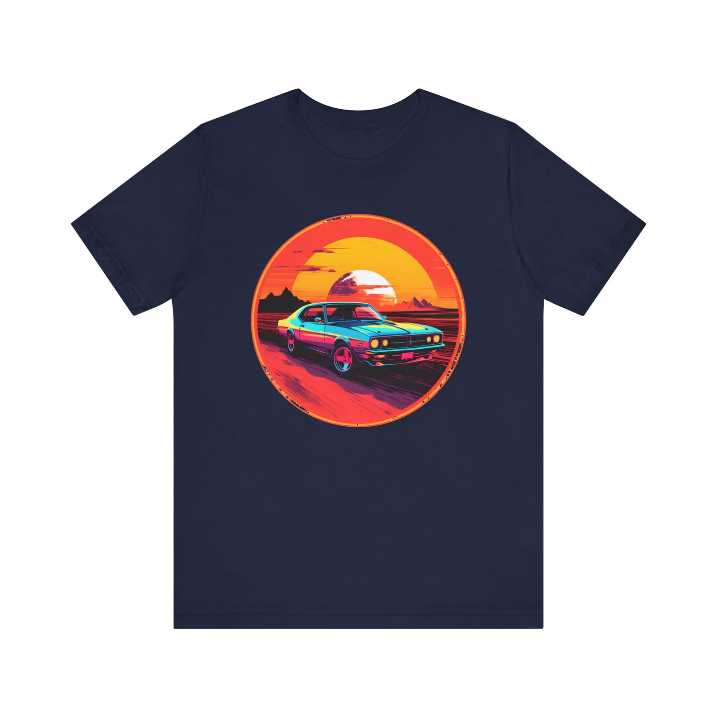 Solar Velocity - Unisex Tee Futuristic, muscle car, cars, desert, sunset, speed, vibrant, energy, bold, hot rods, future, edgy