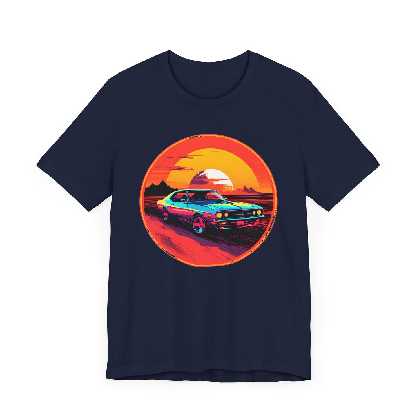 Solar Velocity - Unisex Tee Futuristic, muscle car, cars, desert, sunset, speed, vibrant, energy, bold, hot rods, future, edgy