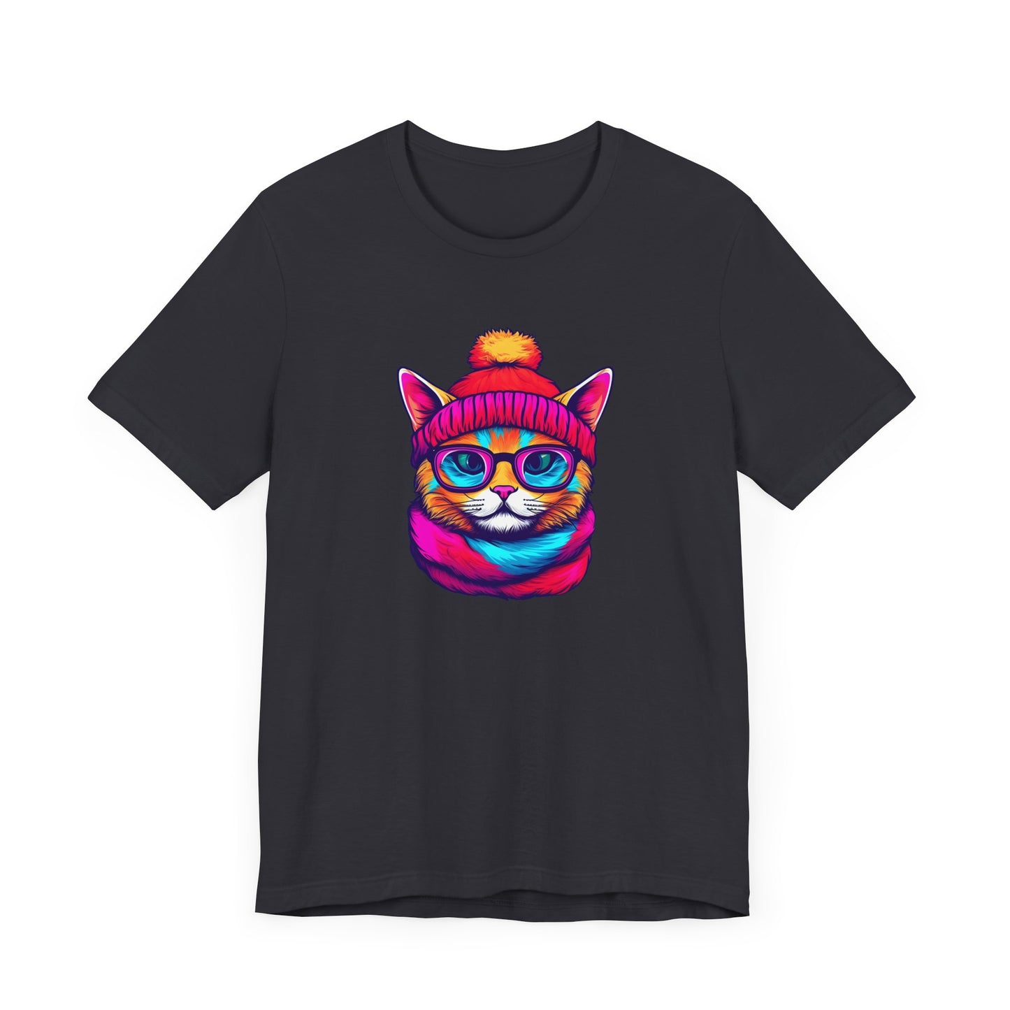 Feline Winter Whimsy: Hipster cat -Tee - glasses, retro, trendy, vintage, whiskers, beanie, scarf, urban, cool, alternative, indie