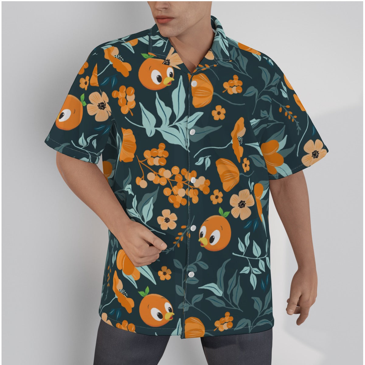 Citrus Bloom Button-Up Hawaiian Shirt