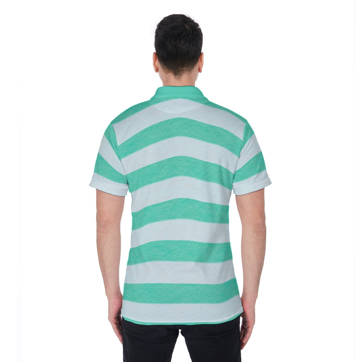 Mint Breeze Stripe Men’s Polo Shirt