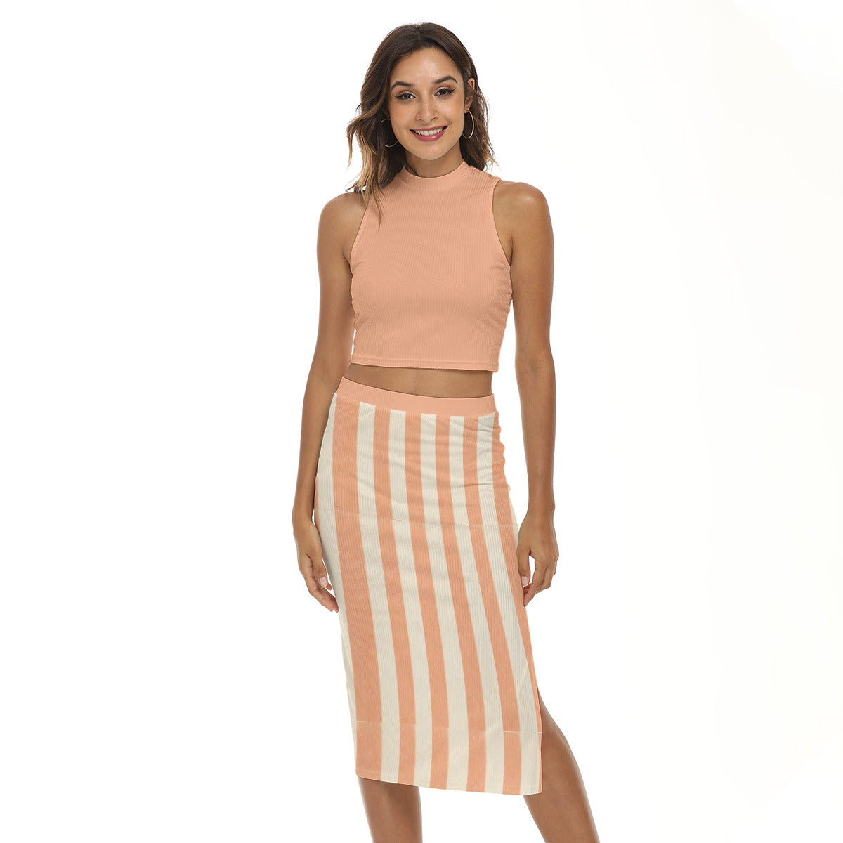Peachy Striped Two-Piece Set