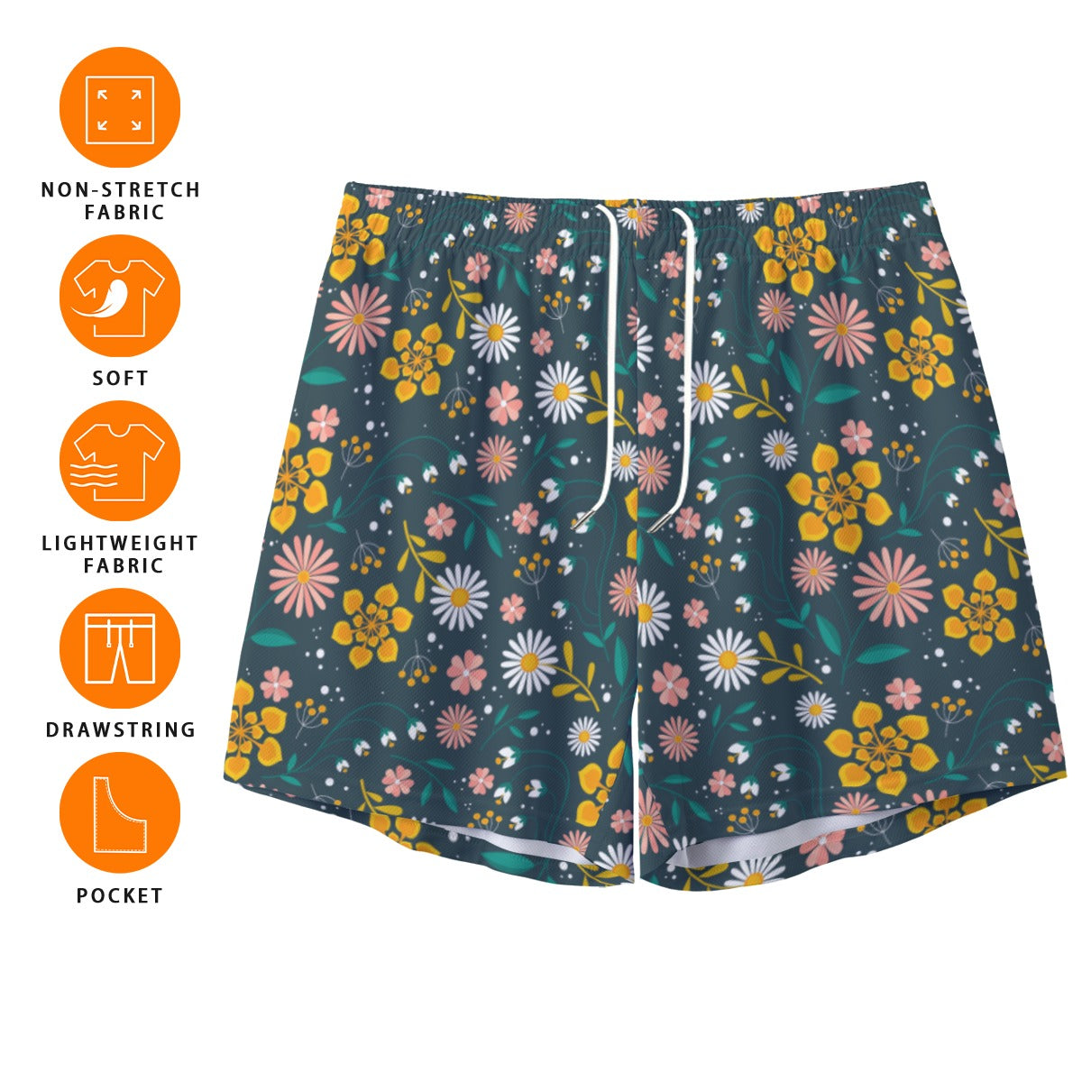 Summer Bloom unisex shorts with pockets