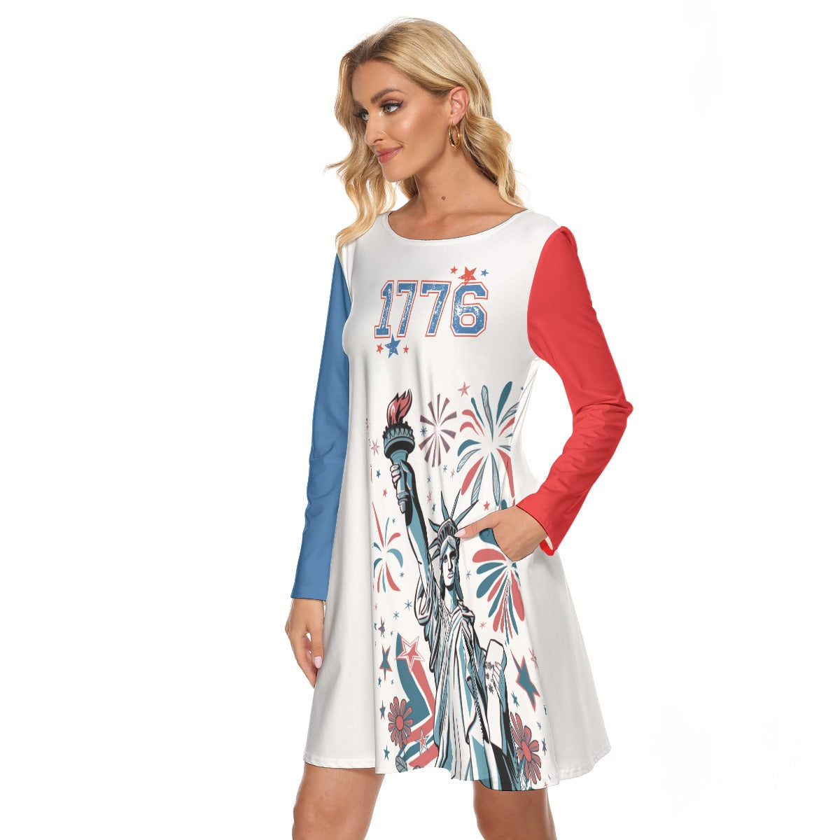 Liberty & Fireworks 1776 Patriotic Swing Dress