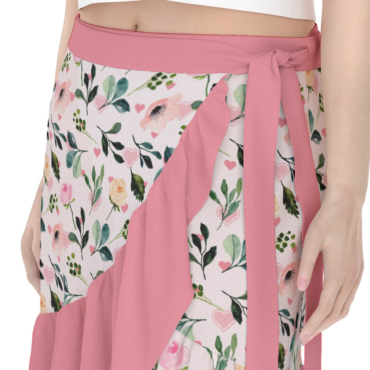 Blush Garden Ruffle Midi Skirt