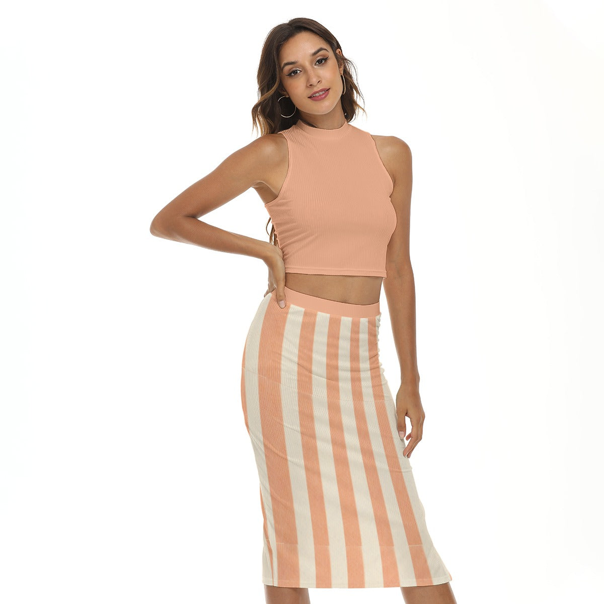Peachy Striped Two-Piece Set