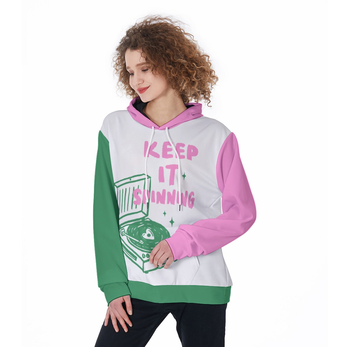 “Keep It Spinning” Retro-Inspired Colorblock Hoodie