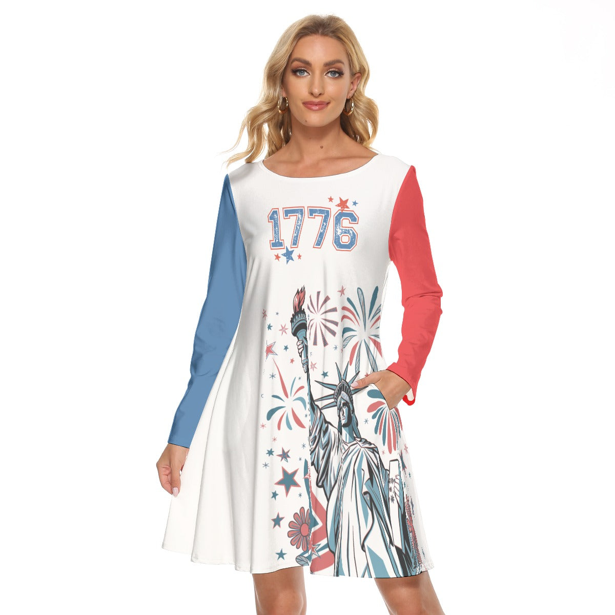 Liberty & Fireworks 1776 Patriotic Swing Dress