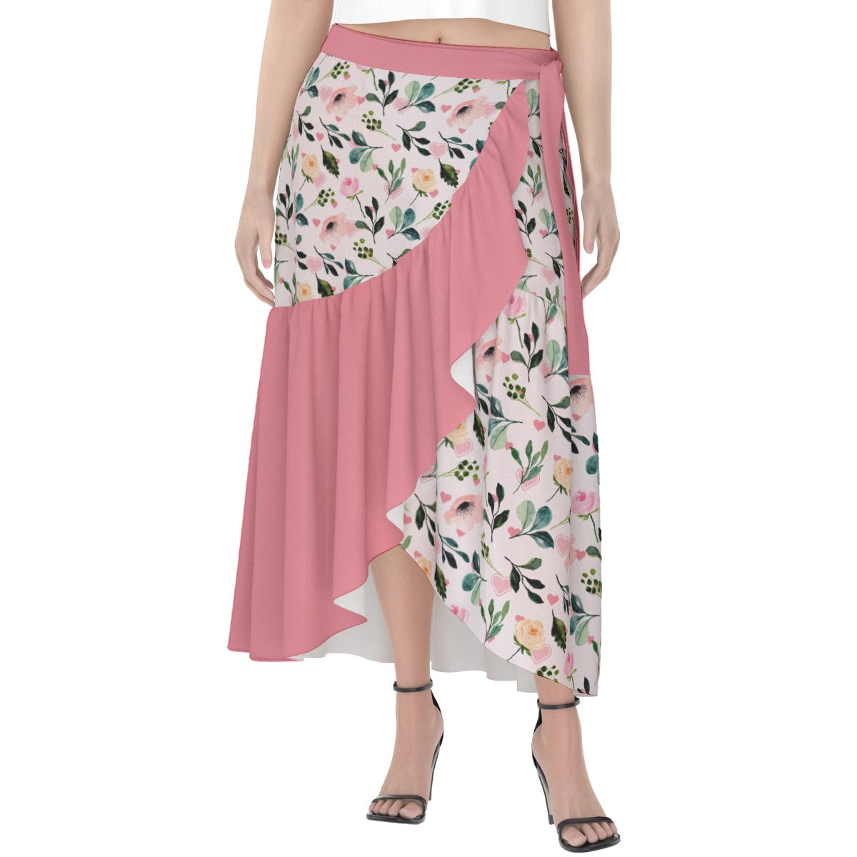 Blush Garden Ruffle Midi Skirt