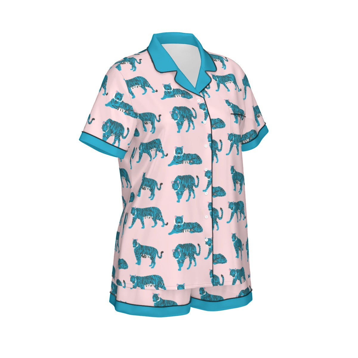 Wild & Cozy Blue Tiger Pajama Set