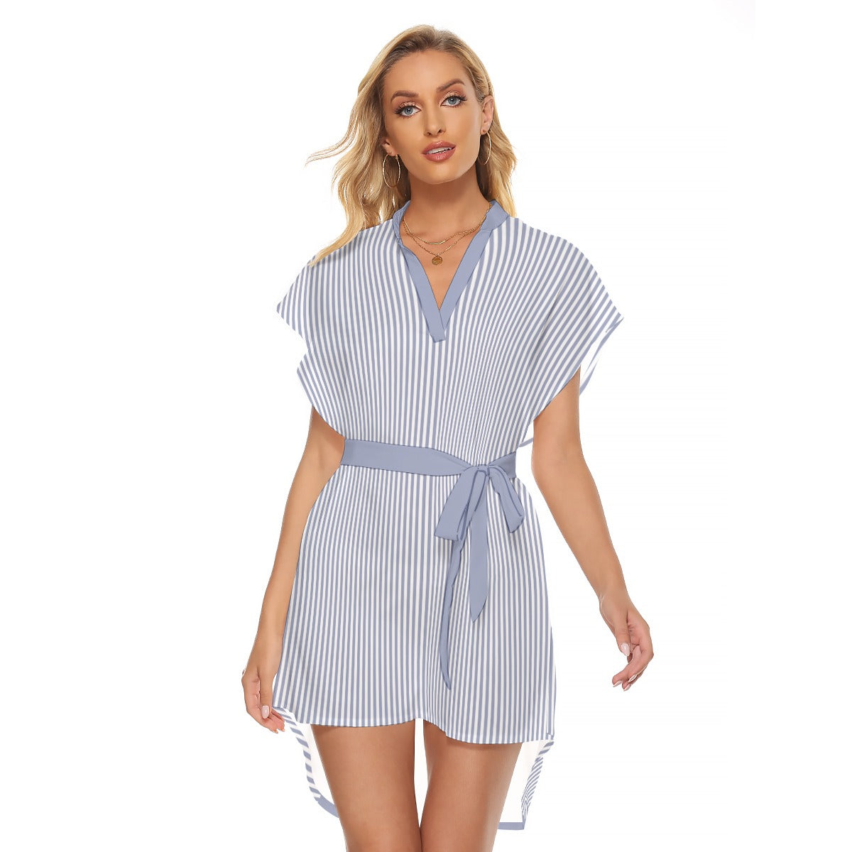 Coastal Breeze Striped Belted Tunic