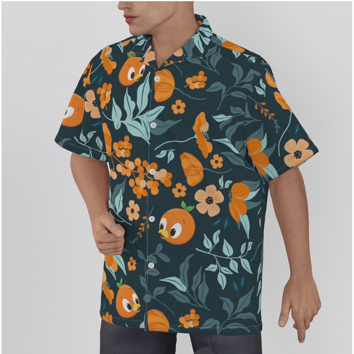 Citrus Bloom Button-Up Hawaiian Shirt