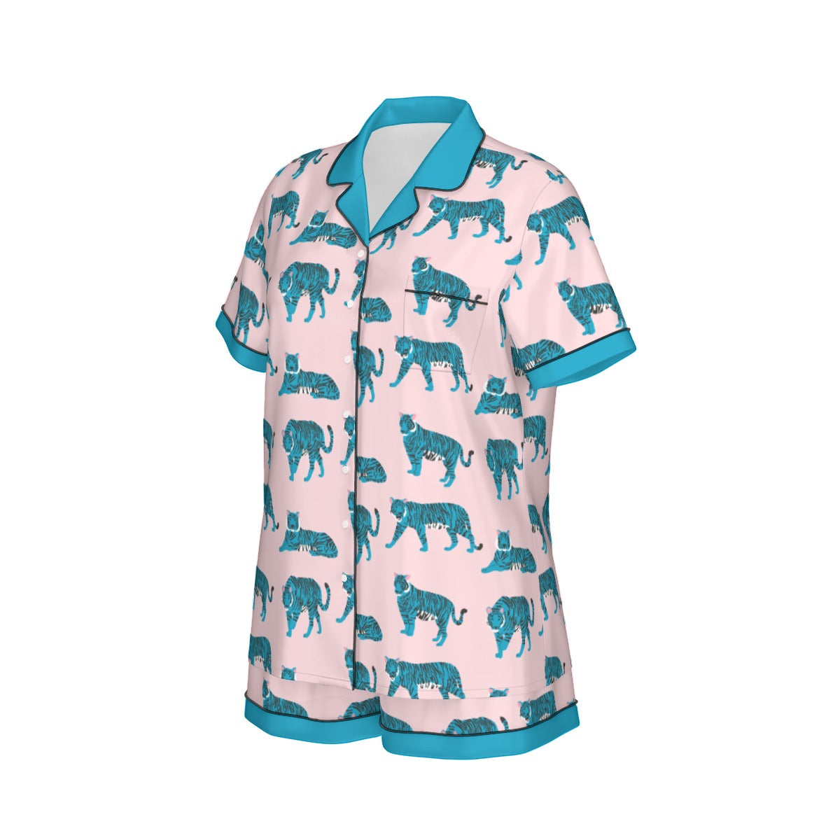 Wild & Cozy Blue Tiger Pajama Set