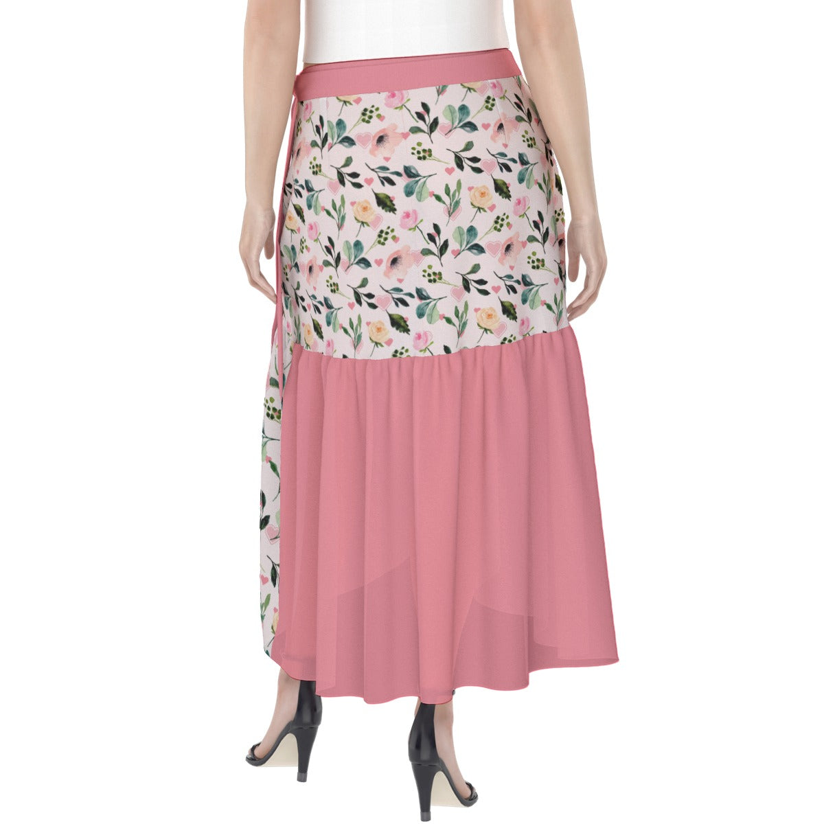 Blush Garden Ruffle Midi Skirt