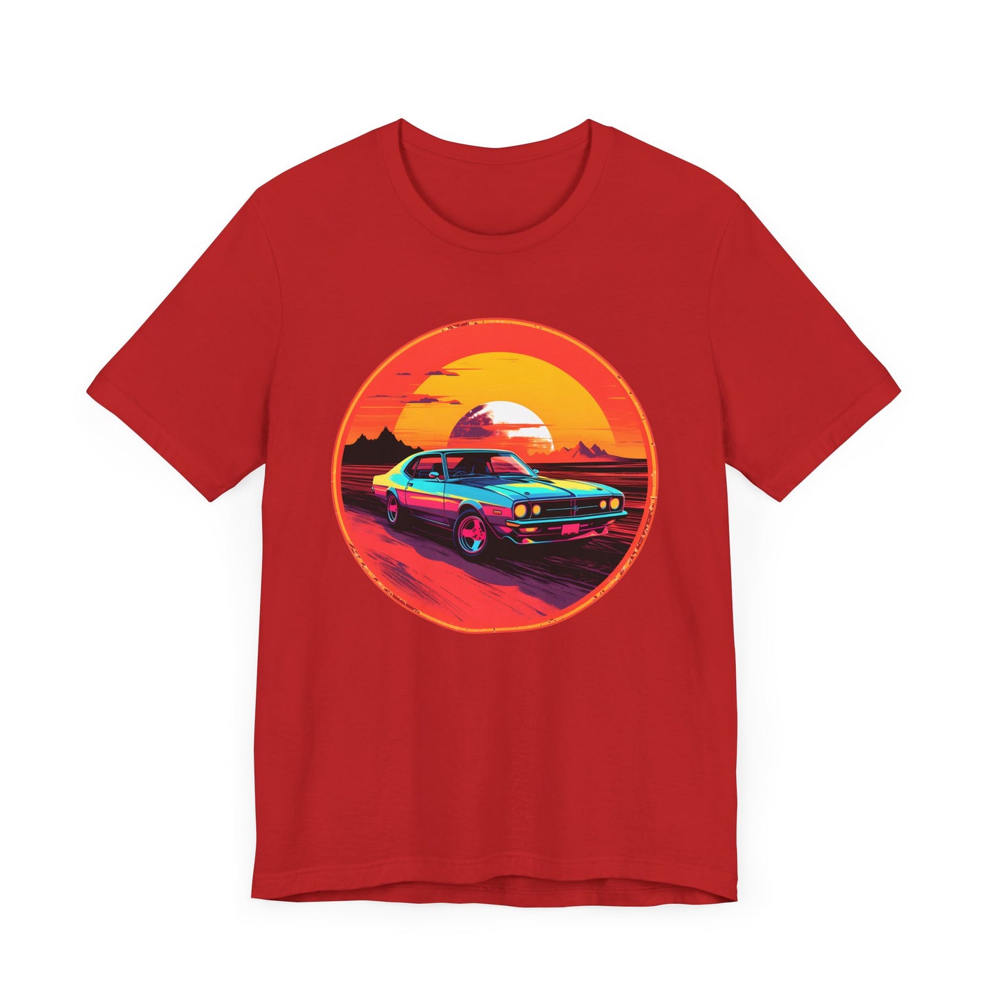 Solar Velocity - Unisex Tee Futuristic, muscle car, cars, desert, sunset, speed, vibrant, energy, bold, hot rods, future, edgy