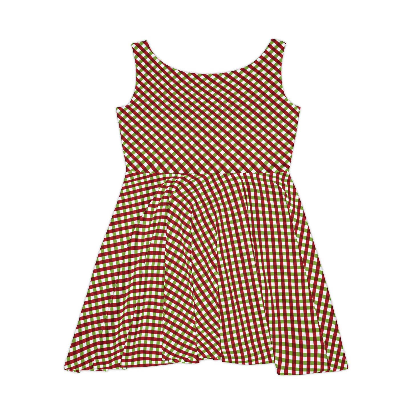 Festive Gingham Women's Skater Dress, Casual Summer Dress, Party Outfit, Cute Dress for Women, Holiday Fashion, Spring Fashion