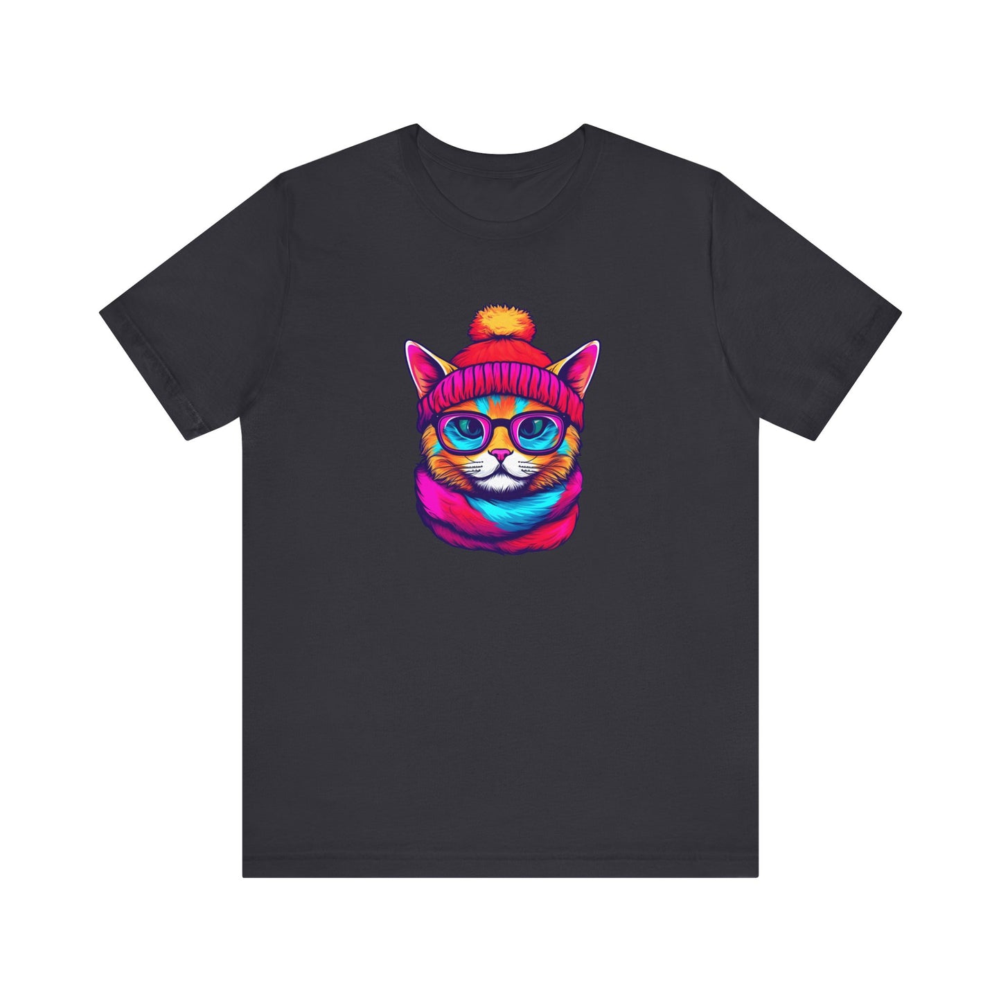 Feline Winter Whimsy: Hipster cat -Tee - glasses, retro, trendy, vintage, whiskers, beanie, scarf, urban, cool, alternative, indie