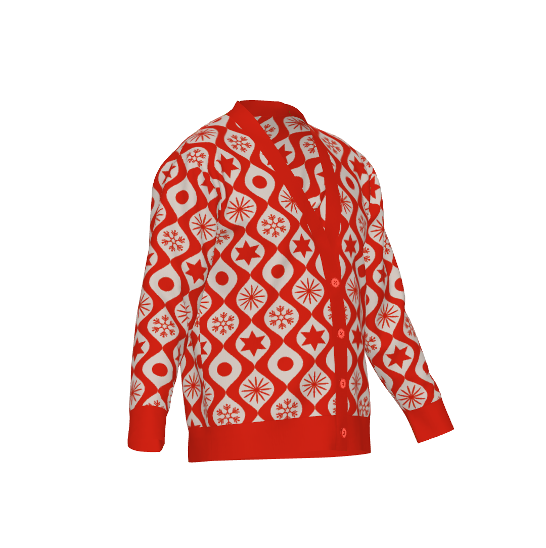 Retro Ornament Print Holiday Cardigan