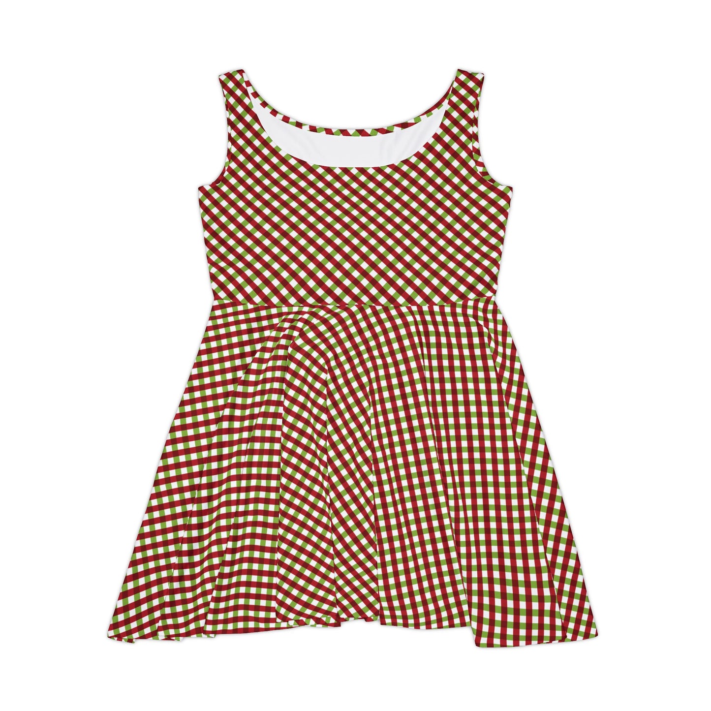 Festive Gingham Women's Skater Dress, Casual Summer Dress, Party Outfit, Cute Dress for Women, Holiday Fashion, Spring Fashion