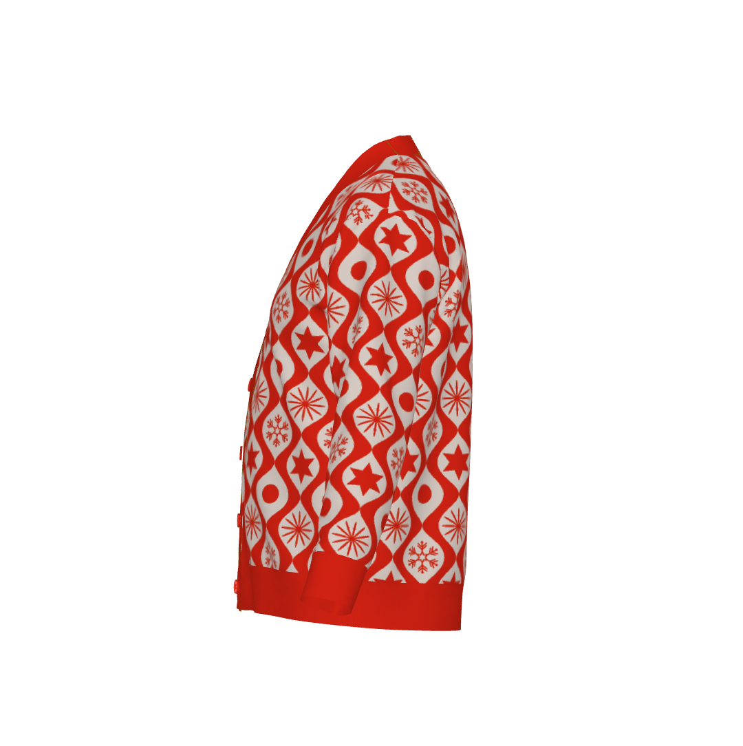 Retro Ornament Print Holiday Cardigan
