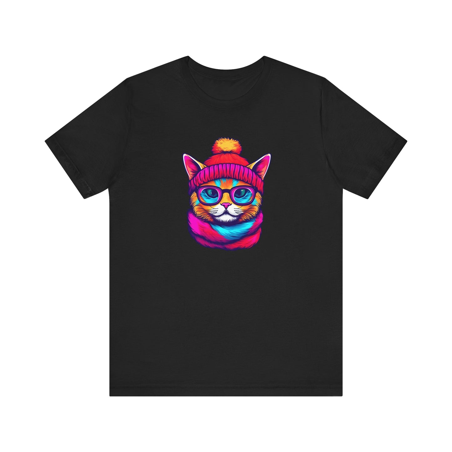 Feline Winter Whimsy: Hipster cat -Tee - glasses, retro, trendy, vintage, whiskers, beanie, scarf, urban, cool, alternative, indie