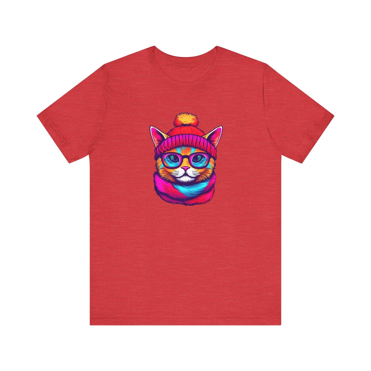 Feline Winter Whimsy: Hipster cat -Tee - glasses, retro, trendy, vintage, whiskers, beanie, scarf, urban, cool, alternative, indie