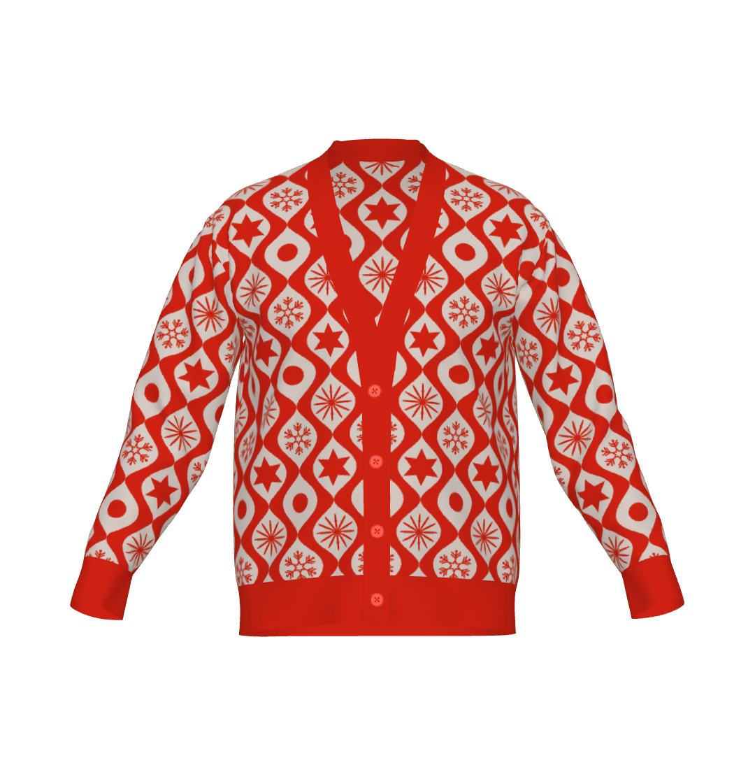 Retro Ornament Print Holiday Cardigan