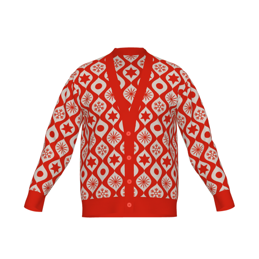 Retro Ornament Print Holiday Cardigan