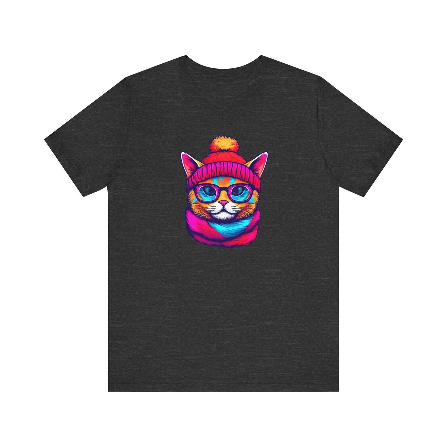 Feline Winter Whimsy: Hipster cat -Tee - glasses, retro, trendy, vintage, whiskers, beanie, scarf, urban, cool, alternative, indie