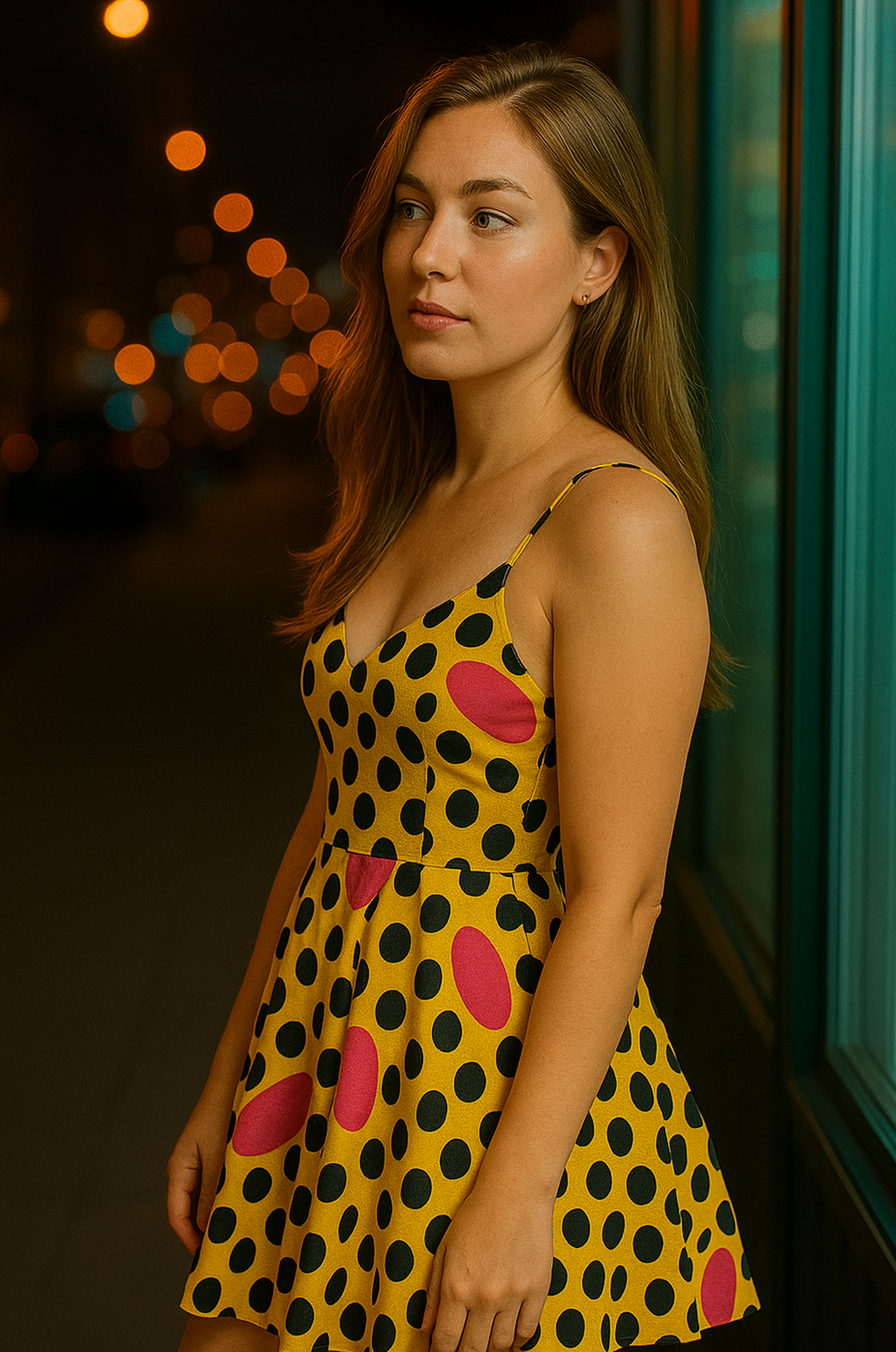 Bold Pop Safari Print Skater Dress – Pink & Yellow