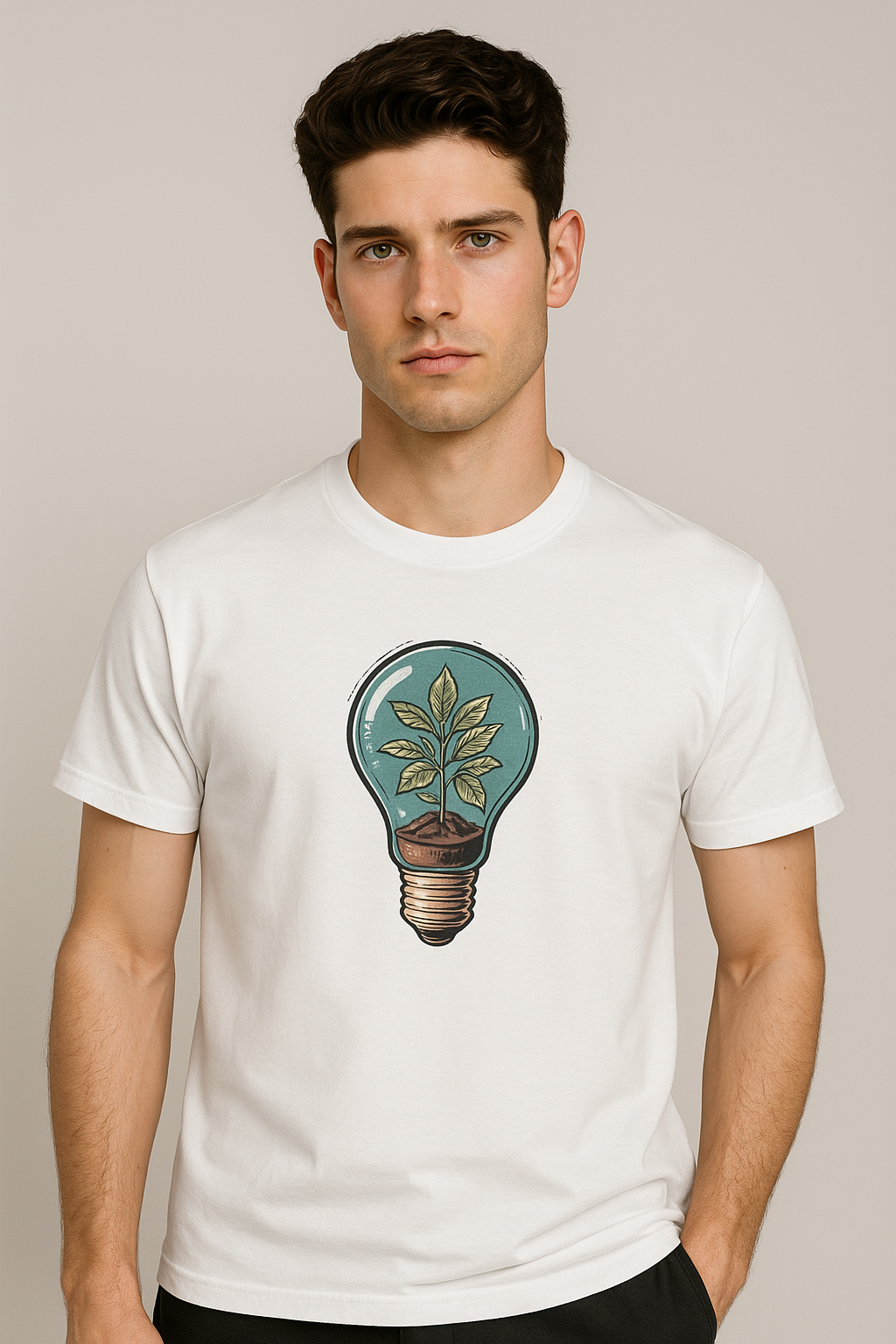 Botanical Brilliance - Tee - Lightbulb, plant, growth, sustainability, nature, green, botanical, environmental, unique, women's tee