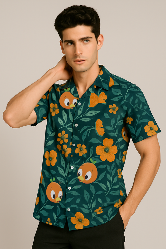 Citrus Bloom Button-Up Hawaiian Shirt