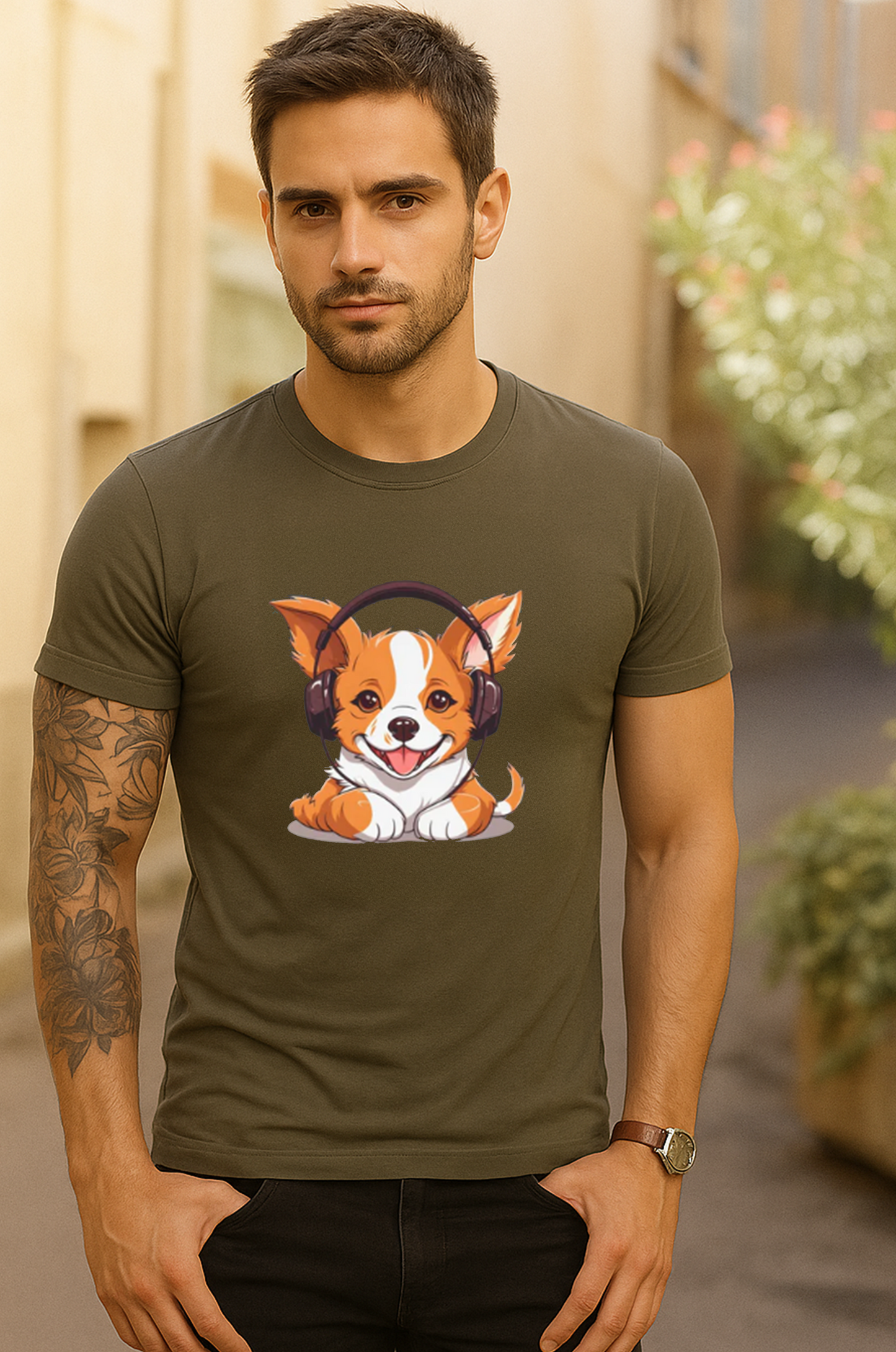 Corgi Beat - Tee - Corgi, headphones, music, pet, cute, adorable, paws, beats, tunes, chill, dog t-shirt, graphic tee