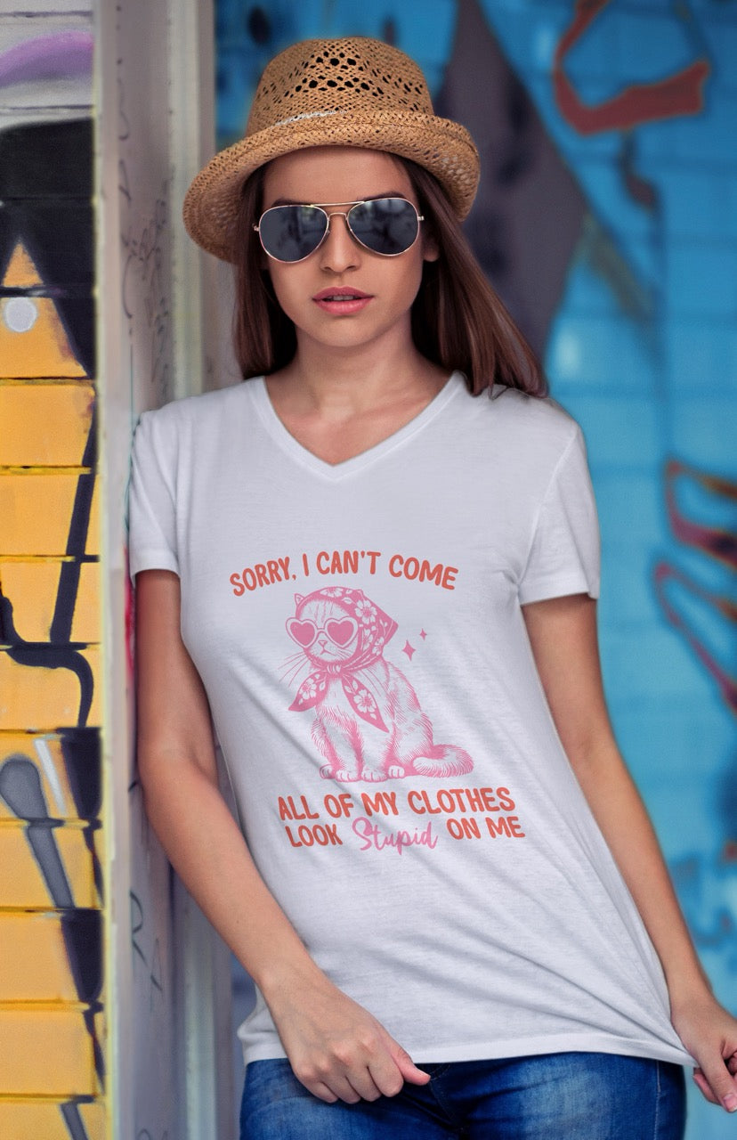 “Sorry, I Can’t Come” Oversized Cat Graphic Tee