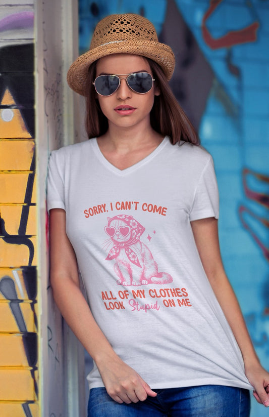 “Sorry, I Can’t Come” Oversized Cat Graphic Tee