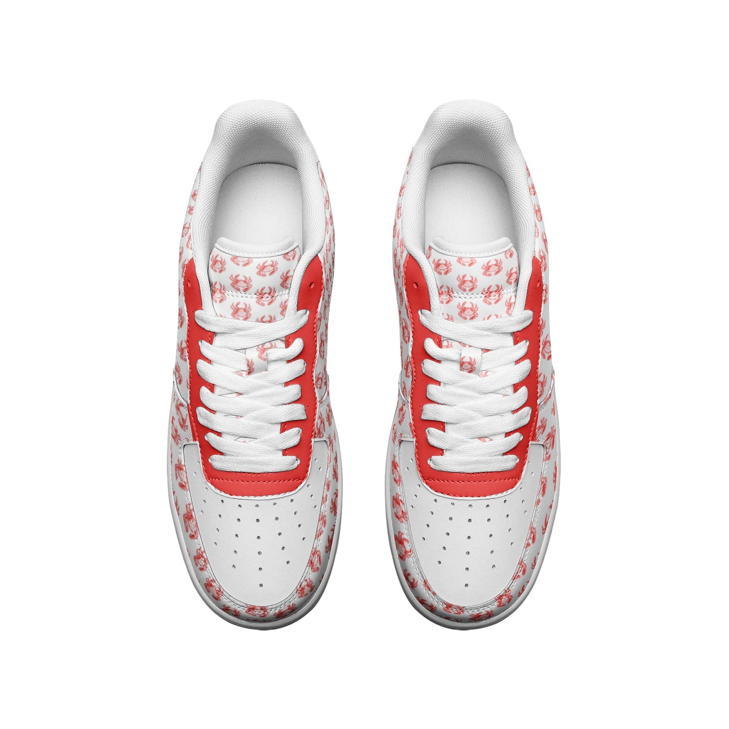 Feeling Crabby Red & White Patterned Unisex Low Top Leather Sneakers