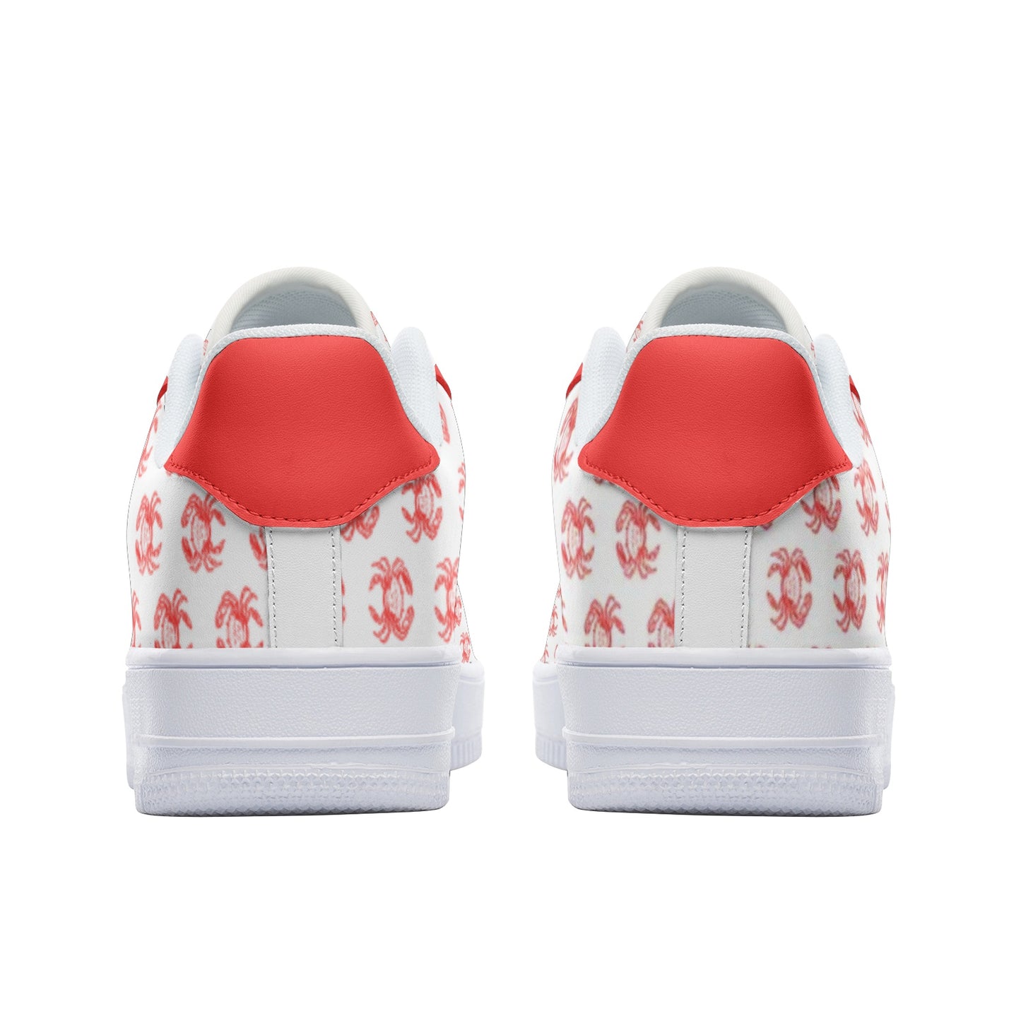 Feeling Crabby Red & White Patterned Unisex Low Top Leather Sneakers