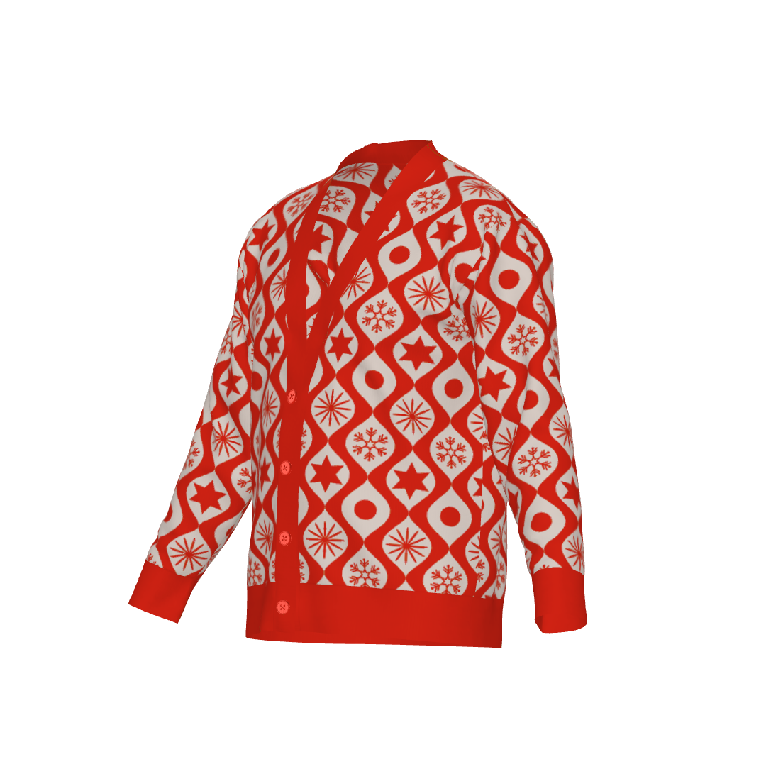 Retro Ornament Print Holiday Cardigan